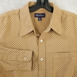 Vtg Oleg Cassini Shirt Men M Gold Silk Micro Suede Lined Long Sleeve Groovy Club